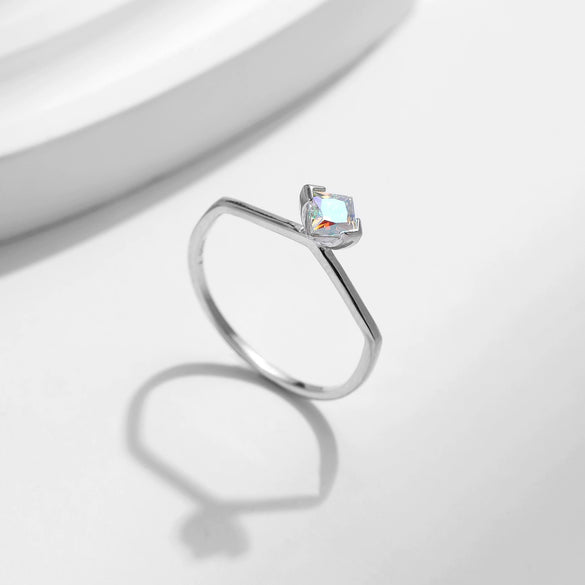 Wholesale Sterling Silver 925 Ring Geometric Pattern Irregular Candy Color Seiko Design Light Luxury Women's Ring