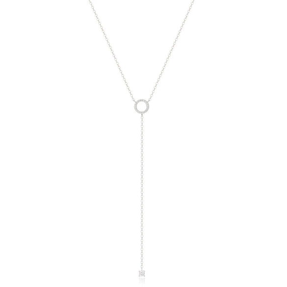 Wholesale 925 Sterling Silver Ring Necklace With Geometric Pendant Cold Style Inlaid Zircon O Chain Female Light Luxury Niche Design Versatile High Sense