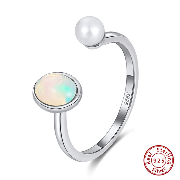 Wholesale Sterling Silver 925 Ring With Natural Opal Stone And Bird Design Hammered 14K Gold Electroplated Geometric Style