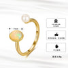 Wholesale Sterling Silver 925 Ring With Natural Opal Stone And Bird Design Hammered 14K Gold Electroplated Geometric Style