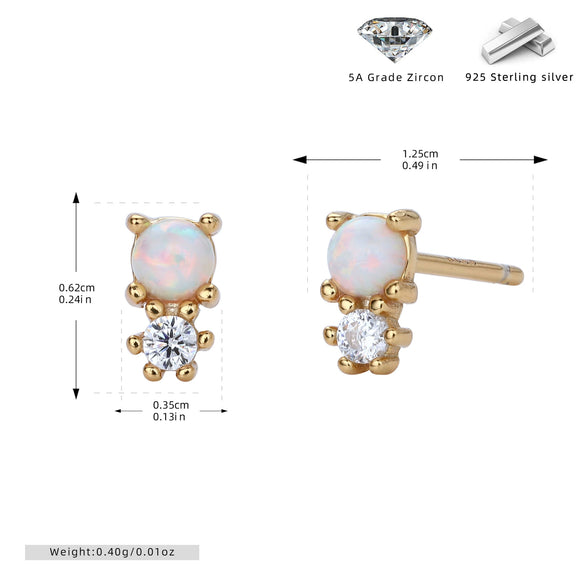 Wholesale 925 Sterling Silver Round Australian Gemstone Cartoon Characters Earrings For Women With Electroplating Design