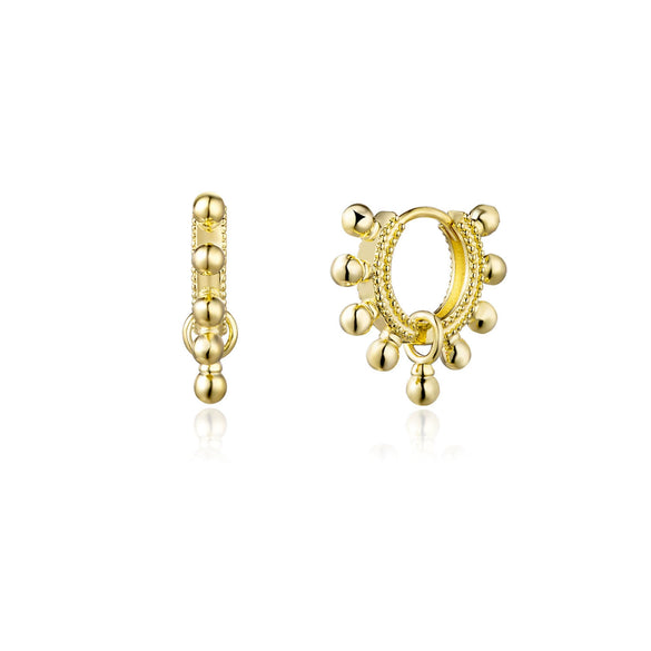 Wholesale 925 Sterling Silver Round Bead Earrings With Geometric Design Electroplated With Platinum Or 18K Gold For Women And Men