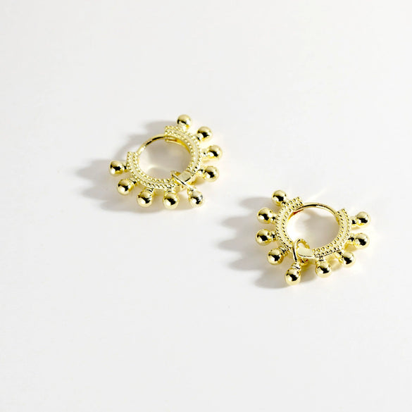 Wholesale 925 Sterling Silver Round Bead Earrings With Geometric Design Electroplated With Platinum Or 18K Gold For Women And Men