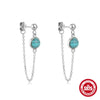 Wholesale 925 Sterling Silver Round Beaded Tassel Turquoise Earrings With Geometric Design And Electroplating