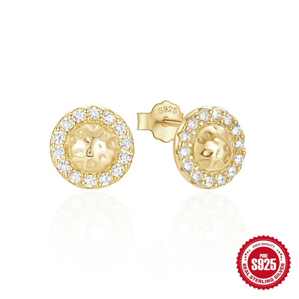 Wholesale 925 Sterling Silver Round C Shaped Simple Classic Diamond Stud Earrings With Electroplating Minimalist Ins Design