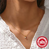 Wholesale 925 Sterling Silver Simple Classic Round Edge Inlaid Zircon Necklace And Ear Studs Set With Electroplating