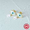 Wholesale 925 Sterling Silver Simple Geometric Devil's Eye Oil Dripping Single Stone Pendant Earrings Electroplated