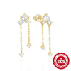 Wholesale 925 Sterling Silver Simple Luxury Noble Geometric Diamondencrusted Chain Tassel Allmatch Stud Earrings For Women