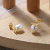 Wholesale 925 Sterling Silver Simple Natural Geometric Baroque Pearl Women's Earrings With Electroplating