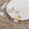 Wholesale 925 Sterling Silver Simple Natural Geometric Baroque Pearl Women's Earrings With Electroplating