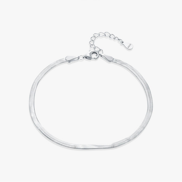 Wholesale 925 Sterling Silver Simple Style Snake Bone Chain Blade Chain Bracelet For Women With Electroplating
