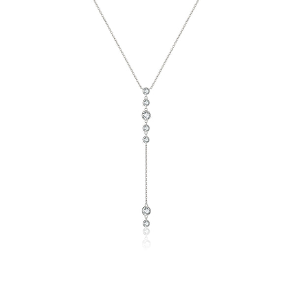 Wholesale 925 Sterling Silver Simple Y Type Niche Necklace With Geometric Design And Platinum Or 18K Gold Electroplating Tassel Clavicle Chain