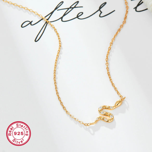 Wholesale 925 Sterling Silver Snakeshaped Animal Pattern Electroplated Women's Necklace