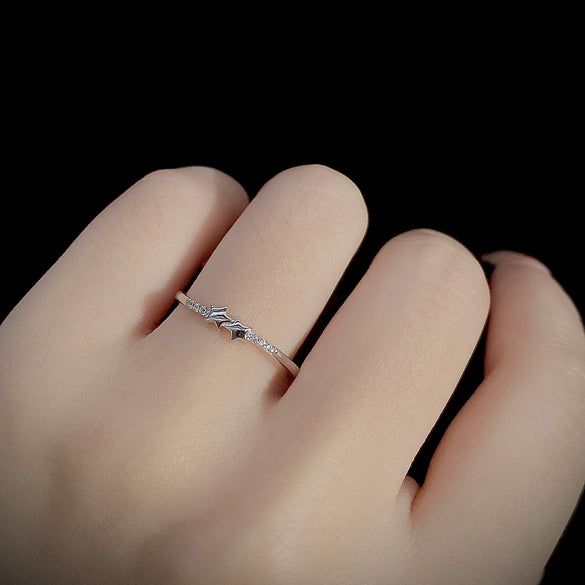 Wholesale 925 Sterling Silver Star Pattern Women's Small Fresh Style Electroplated Ring