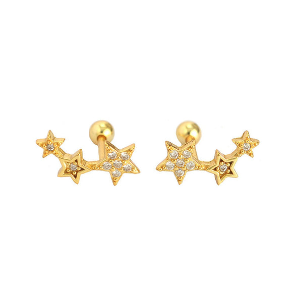 Wholesale 925 Sterling Silver Starshaped Diamond Earrings Geometric Style