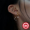 Wholesale 925 Sterling Silver Tassel Chain Inlaid Stone Geometric Earrings With Electroplating For Women