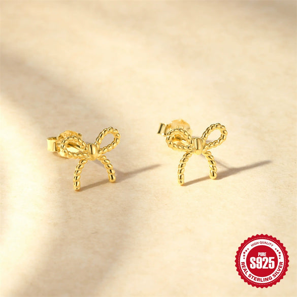 Wholesale 925 Sterling Silver Twist Bow Necklace And Earrings Set With Butterfly Dragonfly Insect Pattern Electroplated Unisex
