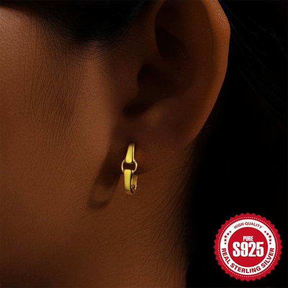Wholesale 925 Sterling Silver U Shaped Circle Earrings With Geometric Design And Electroplating Minimalist Style