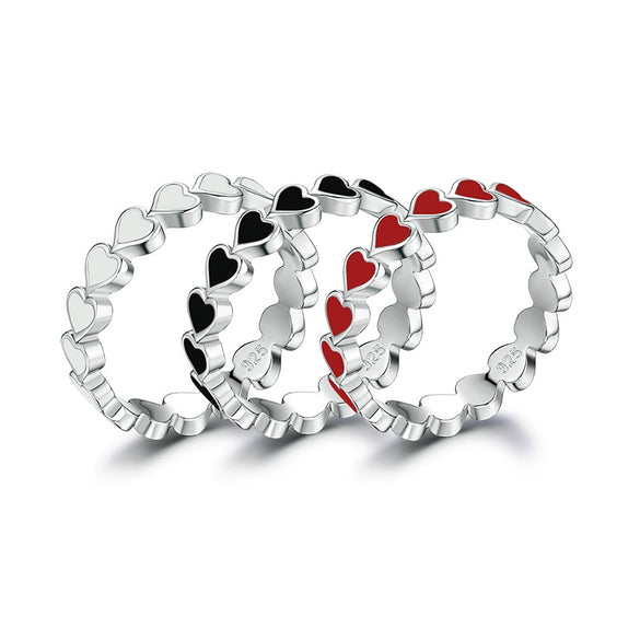 Wholesale 925 Sterling Silver Unisex Sweet Couple Ring With Heart Shape And Dripping Oil Design