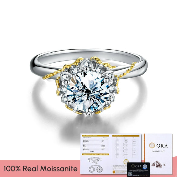 Wholesale 925 Sterling Silver Vine Holding Flower Ring With Geometric Design For Women Electroplated