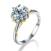 Wholesale 925 Sterling Silver Vine Holding Flower Ring With Geometric Design For Women Electroplated