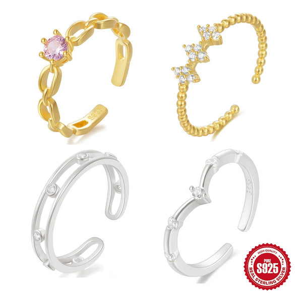 Wholesale 925 Sterling Silver Vshaped Leaf Opening Finger Ring With Electroplating And Real Gold Plating For Women