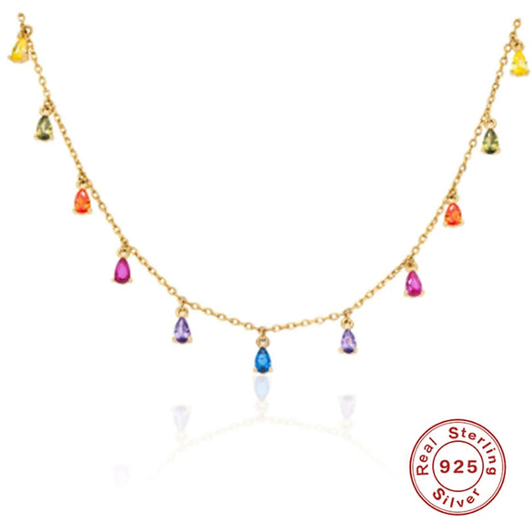 Wholesale 925 Sterling Silver Water Drop Pendant Necklace With Geometric Pattern And Inlaid Zircon For Women