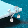 Wholesale 925 Sterling Silver Women's Asymmetric Geometric Earrings With Freshwater Pearl And Diamond