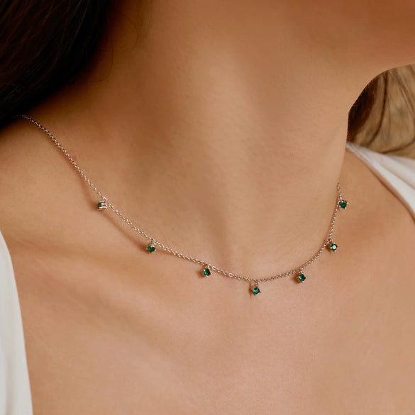 Wholesale 925 Sterling Silver Women's Clavicle Chain With Round Zircon And Geometric Design Light Luxury Style Electroplated