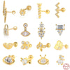 Wholesale 925 Sterling Silver Women's Geometric Ufo Butterfly Insect Spiral Small Gold Ball Ear Studs With Electroplating