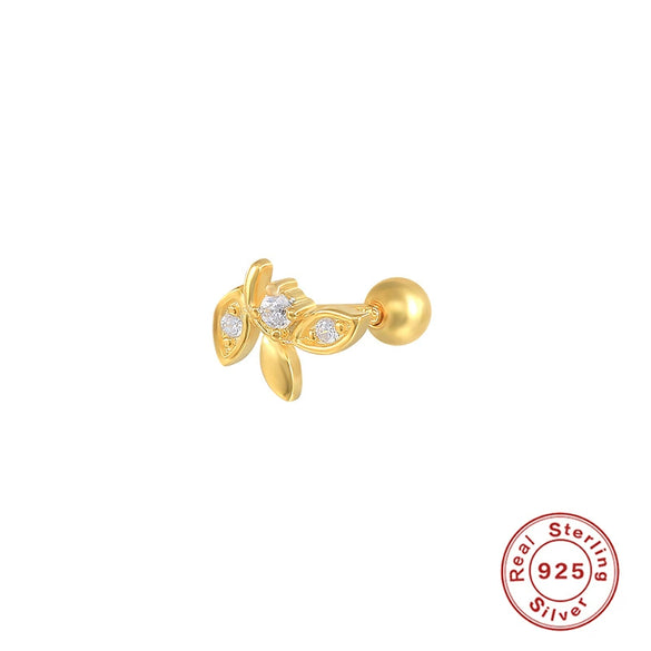 Wholesale 925 Sterling Silver Women's Geometric Ufo Butterfly Insect Spiral Small Gold Ball Ear Studs With Electroplating