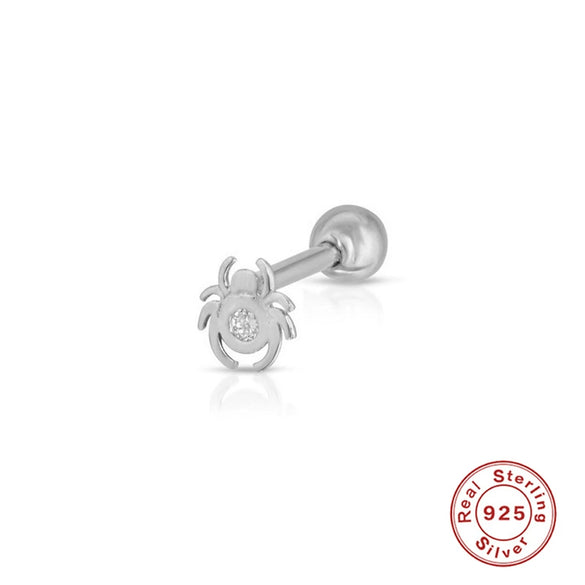 Wholesale 925 Sterling Silver Women's Geometric Ufo Butterfly Insect Spiral Small Gold Ball Ear Studs With Electroplating