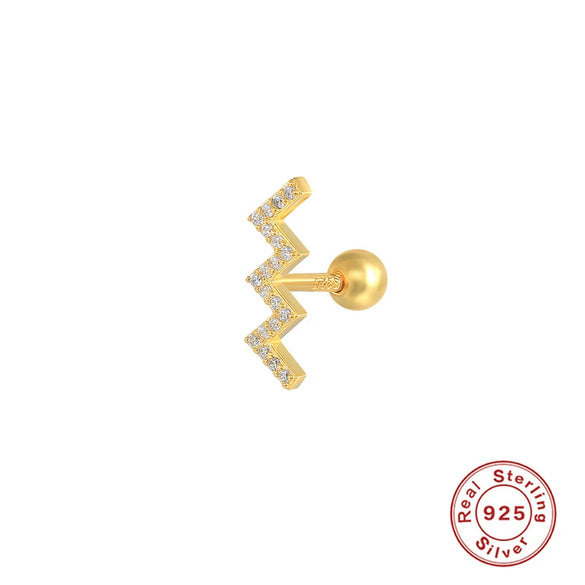 Wholesale 925 Sterling Silver Women's Geometric Ufo Butterfly Insect Spiral Small Gold Ball Ear Studs With Electroplating