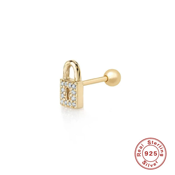 Wholesale 925 Sterling Silver Women's Geometric Ufo Butterfly Insect Spiral Small Gold Ball Ear Studs With Electroplating