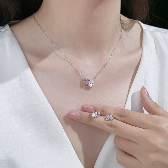 Wholesale 925 Sterling Silver Women's Jewelry With Heart Water Drop Bell Pattern Electroplated Earrings And Necklaces