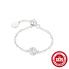 Wholesale 925 Sterling Silver Women's Light Luxury Inlaid Zircon Opening Adjustable Chain Ring With Geometric Design And Electroplating Treatment