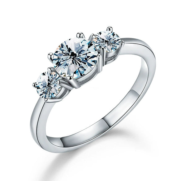 Wholesale 925 Sterling Silver Women's Moissanite Ring With Four Claw Geometric Design And Electroplating
