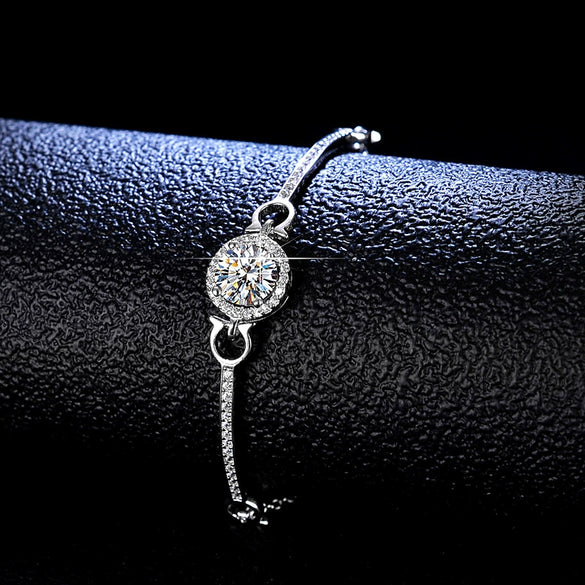 Wholesale 925 Sterling Silver Women's Simple Geometric Moissanite Bracelet