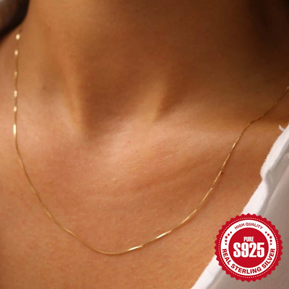 Wholesale 925 Sterling Silver Women's Water Wave Snake Bead Chain With Geometric Pattern And Electroplating