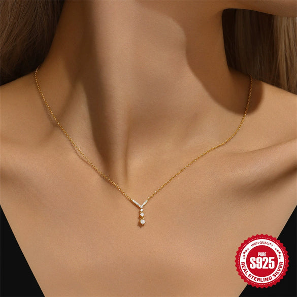Wholesale 925 Sterling Silver Yshaped Geometric Minimalist Collarbone Necklace With Electroplating Treatment