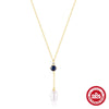 Wholesale 925 Sterling Silver Yshaped Pearl Diamond Necklace With Geometric Design And Electroplating For Women