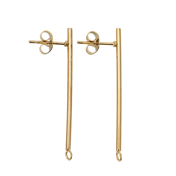 Wholesale Stick Ear Studs Stainless Steel Glossy 18K Vacuum Plated Jewelry Accessories