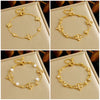 Wholesale Sticky Diamond Four Petal Flower Double Layer Stacked Chain Geometric Stainless Steel Bracelet For Women