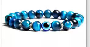 Wholesale Stone Beaded Bracelet Tiger Eye Frosted Volcanic Stone Devil's Eye Handmade Fashion Geometric Unisex