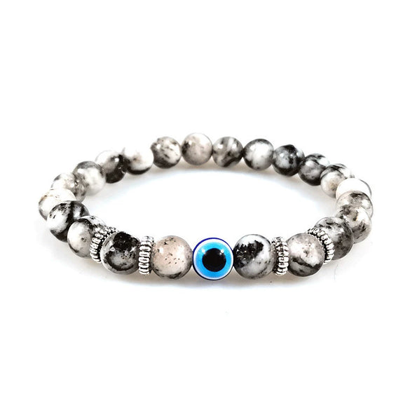 Wholesale Stone Beaded Bracelet Tiger Eye Frosted Volcanic Stone Devil's Eye Handmade Fashion Geometric Unisex