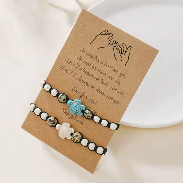 Wholesale Stone Beaded Woven Handmade Unisex Animals Zodiac Turtle Bracelet