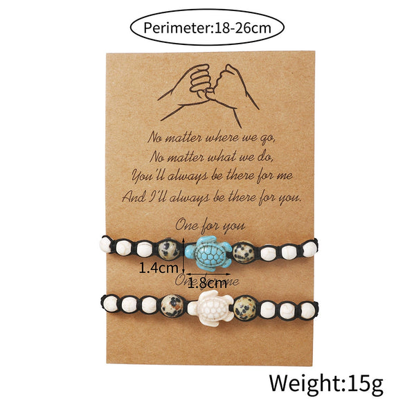 Wholesale Stone Beaded Woven Handmade Unisex Animals Zodiac Turtle Bracelet