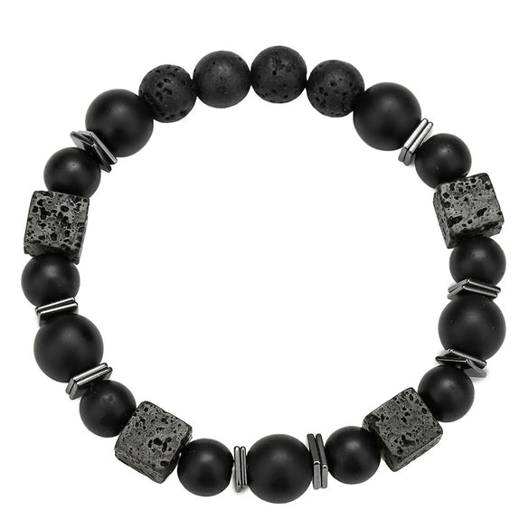 Wholesale Stone Beads Handmade Bracelet Volcanic Stone And Snowflake Stone Unisex Retro Style
