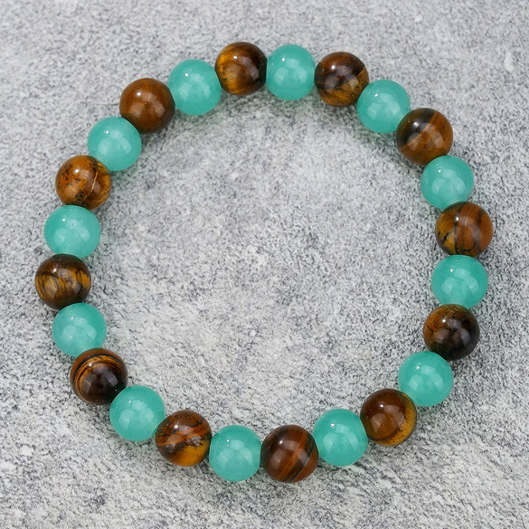 Wholesale Stone Wood Chip Weathered Beads Elastic Bracelet Handmade Geometric Jewelry Unisex