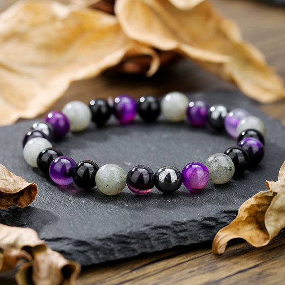 Wholesale Stone Wood Chip Weathered Beads Elastic Bracelet Handmade Geometric Jewelry Unisex